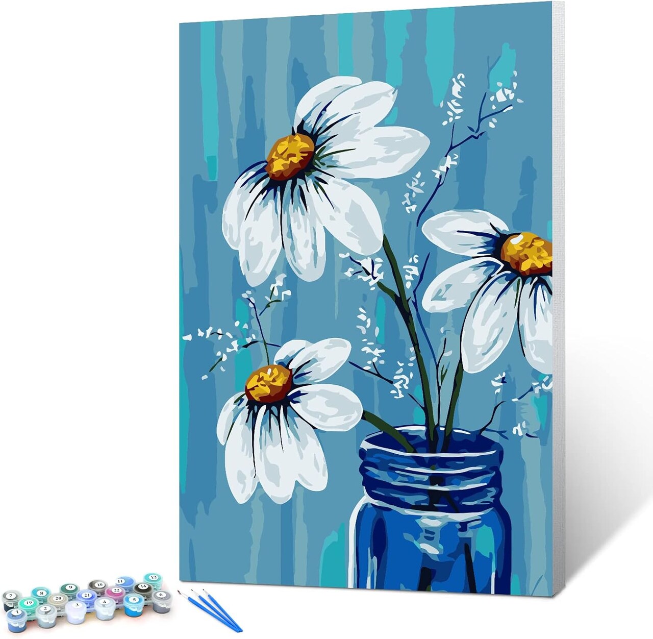 Vase Flower Paint-by-Numbers Kit for Adults & Kids (9x12") – Beginner-Friendly DIY Canvas Painting with Acrylic Paints, Brushes & Wooden Frame (Framed)
